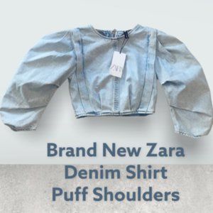 Denim Puff Shoulder Top